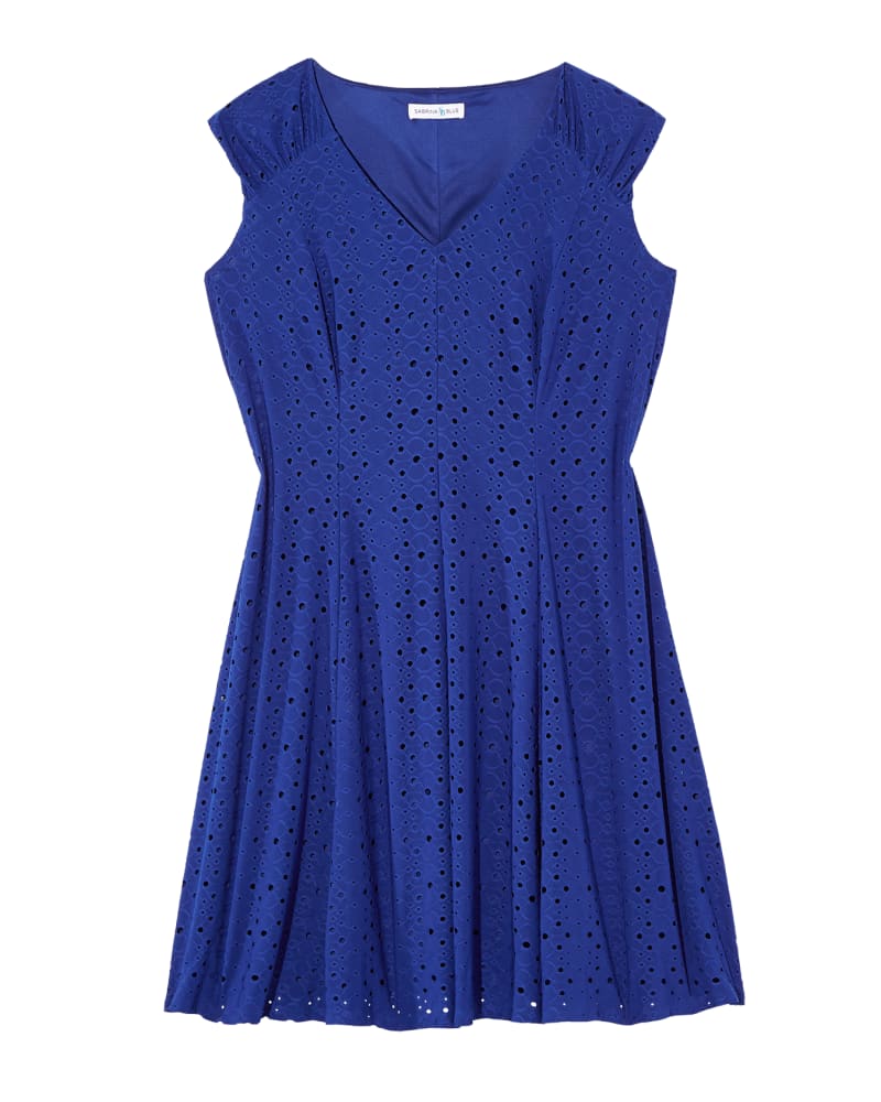 Front of plus size Maria Eyelet A-Line Dress by Sabrina Blue | Dia&Co | dia_product_style_image_id:125076